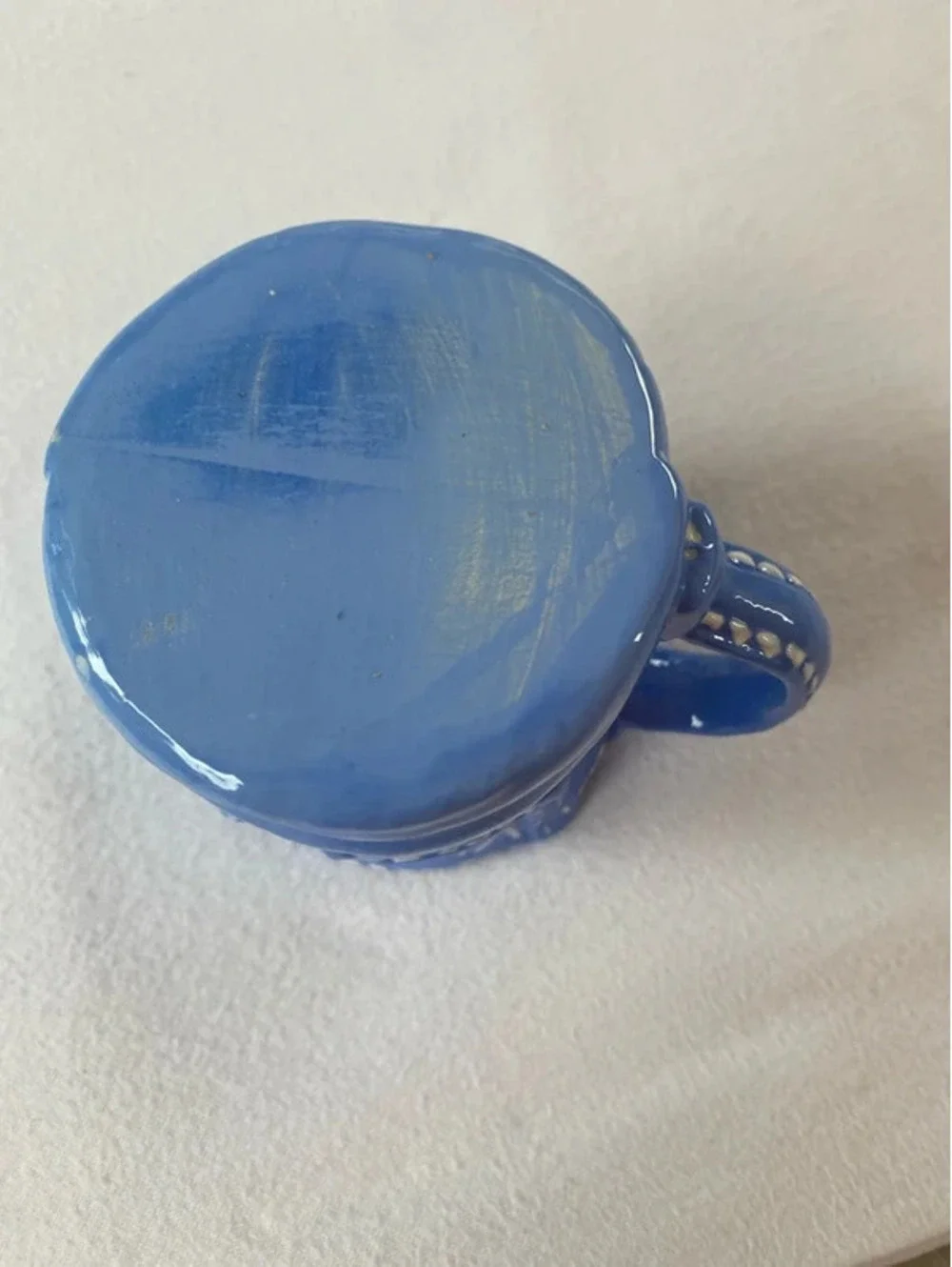 Vintage Blue Denim Creamer Ceramic W/ Virginia on Cup